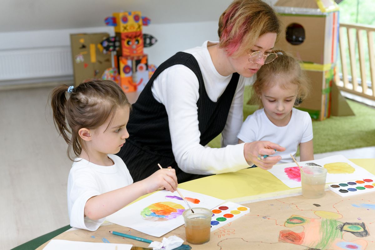 Children enjoying an art enrichment class